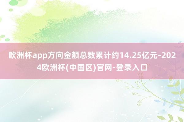 欧洲杯app方向金额总数累计约14.25亿元-2024欧洲杯(中国区)官网-登录入口