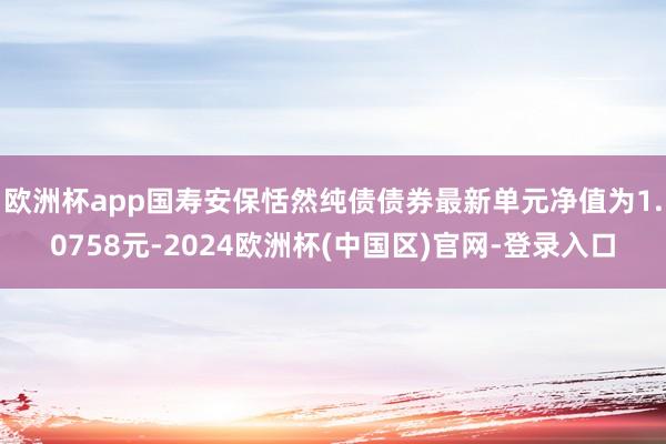 欧洲杯app国寿安保恬然纯债债券最新单元净值为1.0758元-2024欧洲杯(中国区)官网-登录入口