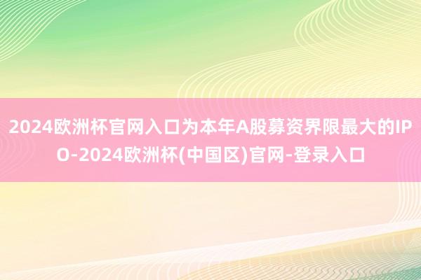 2024欧洲杯官网入口为本年A股募资界限最大的IPO-2024欧洲杯(中国区)官网-登录入口