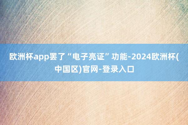 欧洲杯app罢了“电子亮证”功能-2024欧洲杯(中国区)官网-登录入口