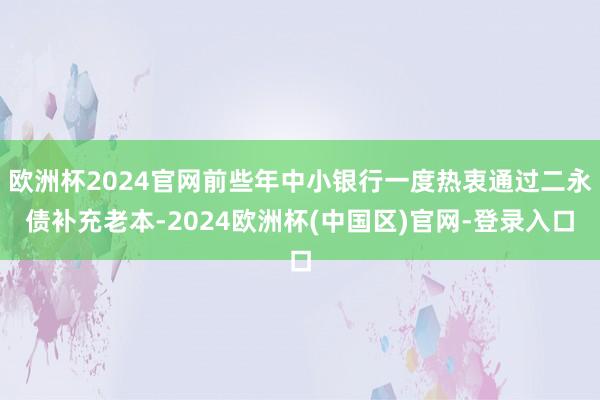 欧洲杯2024官网前些年中小银行一度热衷通过二永债补充老本-2024欧洲杯(中国区)官网-登录入口