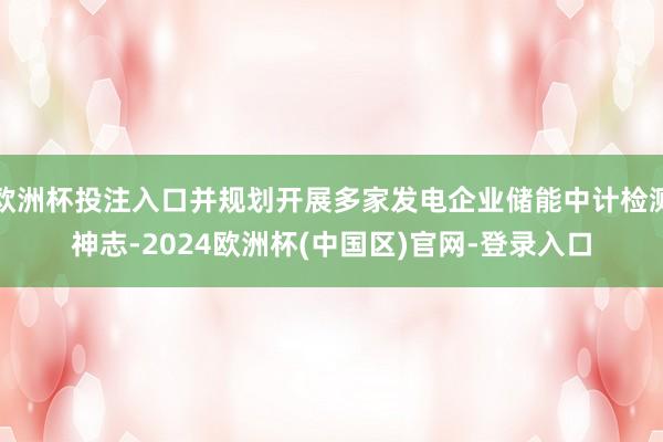 欧洲杯投注入口并规划开展多家发电企业储能中计检测神志-2024欧洲杯(中国区)官网-登录入口