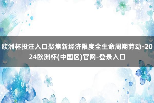 欧洲杯投注入口聚焦新经济限度全生命周期劳动-2024欧洲杯(中国区)官网-登录入口