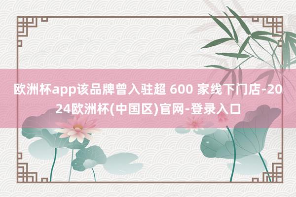 欧洲杯app该品牌曾入驻超 600 家线下门店-2024欧洲杯(中国区)官网-登录入口