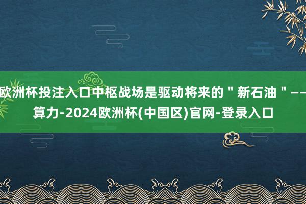 欧洲杯投注入口中枢战场是驱动将来的＂新石油＂——算力-2024欧洲杯(中国区)官网-登录入口