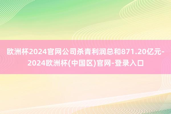 欧洲杯2024官网公司杀青利润总和871.20亿元-2024欧洲杯(中国区)官网-登录入口