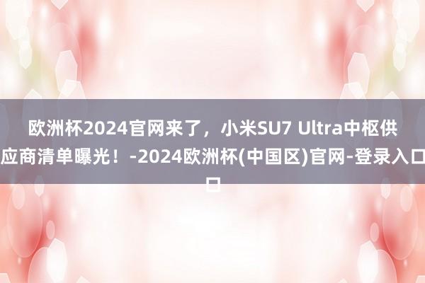 欧洲杯2024官网来了，小米SU7 Ultra中枢供应商清单曝光！-2024欧洲杯(中国区)官网-登录入口