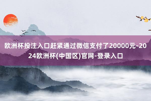 欧洲杯投注入口赶紧通过微信支付了20000元-2024欧洲杯(中国区)官网-登录入口