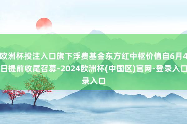 欧洲杯投注入口旗下浮费基金东方红中枢价值自6月4日提前收尾召募-2024欧洲杯(中国区)官网-登录入口