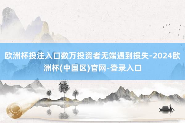 欧洲杯投注入口数万投资者无端遇到损失-2024欧洲杯(中国区)官网-登录入口