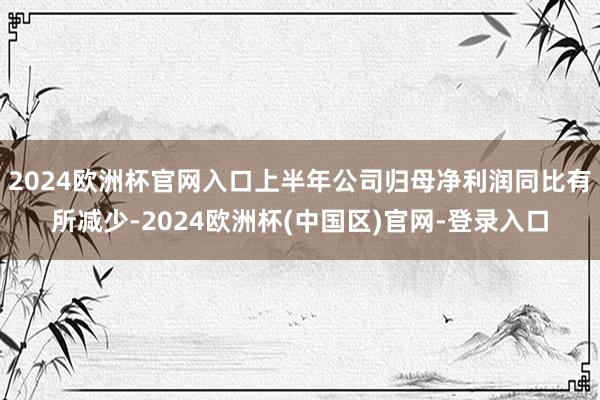 2024欧洲杯官网入口上半年公司归母净利润同比有所减少-2024欧洲杯(中国区)官网-登录入口
